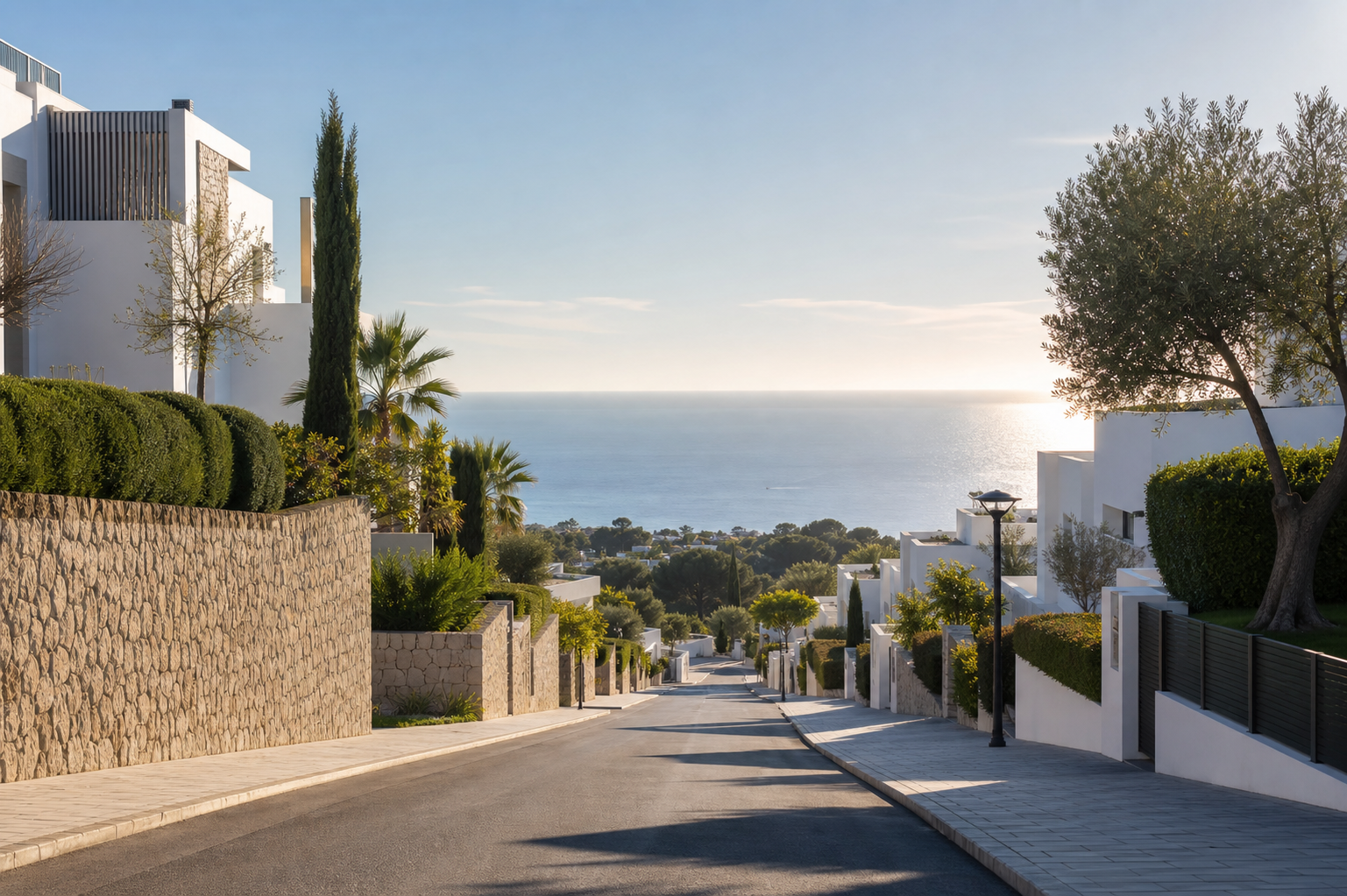 Well-kept street and property surroundings on the Costa Blanca